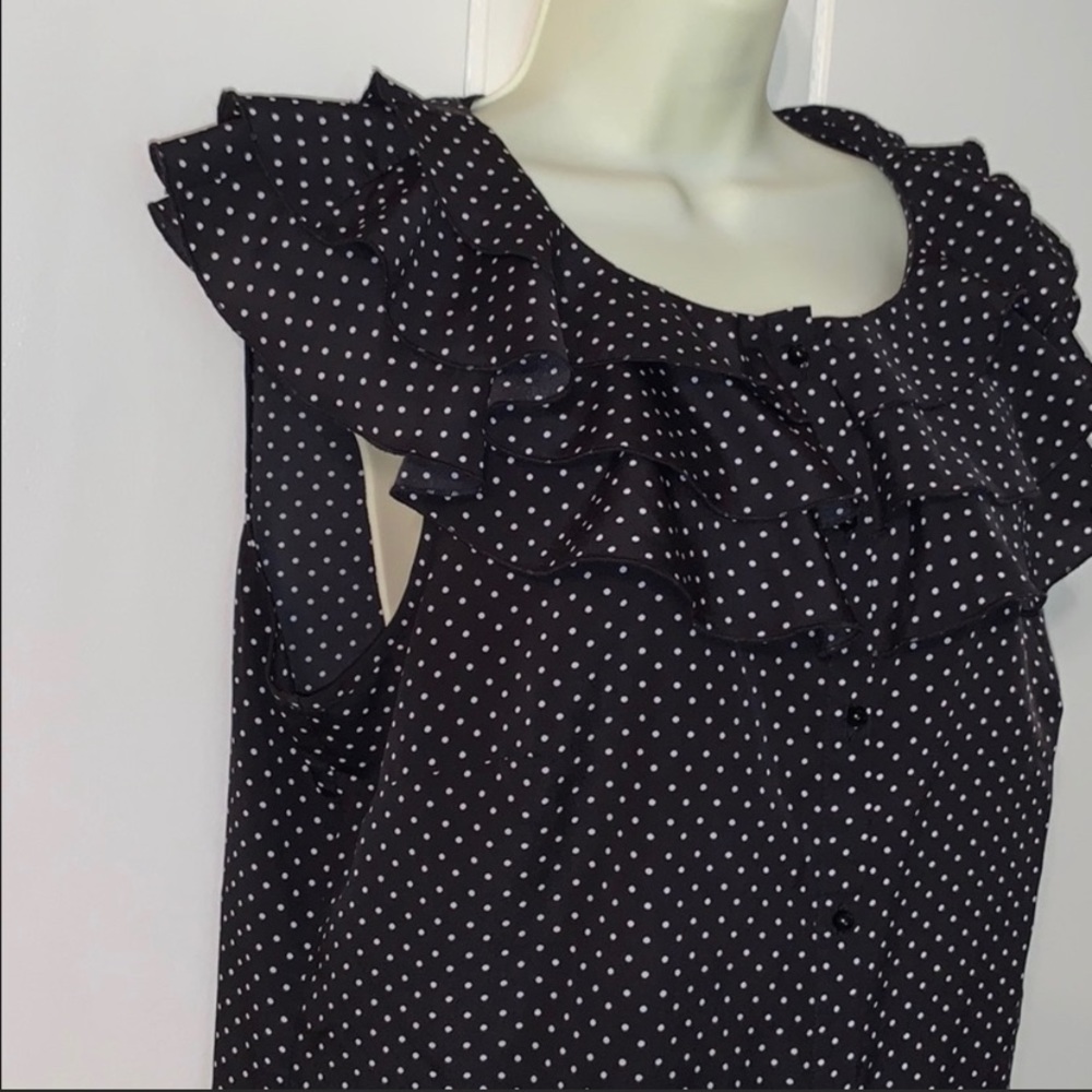 Ann Taylor black & white polka dots blouse - Picture 4 of 9